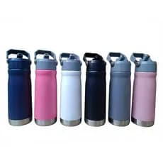 Garrafa Térmica 650ml Aço Inox Canudo Bico Flip Antivazamento Parede Dupla Ideal Academia Esporte Lazer