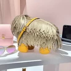 [Estilo mais vendido] Chow Chow Dog Bag Pendurado Barba Design Animal Diferente Bolsa de Ombro Novidade [Envio Rápido]