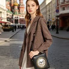 [Estilo mais vendido] Bolsa feminina Bolsa mensageiro portátil Bolsa de relógio Pequeno relógio redondo Bolsa de ombro q