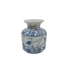 [Estilo mais vendido] Padrão de guindaste de porcelana azul branco Vaso de cerâmica de alta qualidade Arranjo de flores