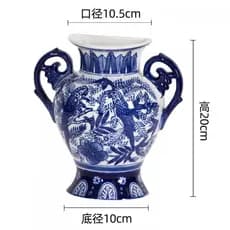 [Estilo mais vendido] Bens antigos pintados à mão azul branco porcelana vaso pendurado na parede cerâmica busto-comprime