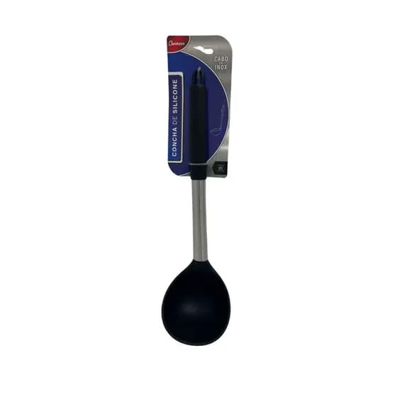 Concha de Silicone Preta com Cabo em Inox Belakaza para Cozinha