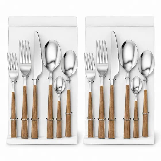 Kit 2 Jogos de Talheres 18 Peças Inox Cabo PP Faqueiro Completo Garfo Faca Colher Belakaza