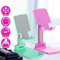 Suporte de Telefone de Mesa Portátil Ajustável e Dobrável em Silicone com Ângulo de 10-45 Graus