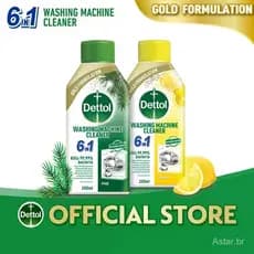 [Kit Inicial] Limpador de Máquina de Lavar Dettol, Universal para Todos os Modelos, Solução de Limpeza Antibacteriana, R