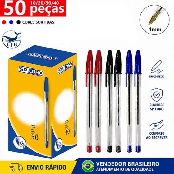 10-50 pcs Canetas Esferográficas Ponta Média Simple Azul Preta Vermelha Escolar Escritório XK-AA934