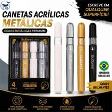 4-12 Caneta Acrílica Metálica Ponta Dupla, À Prova D'água para DIY e Artesanato em Vidro Papel