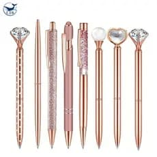 KIT 3/5/8 Rose Golden Ballpoint Pen Set Glitter Liquid Sand Crystal Metal Diamond  Tinta azul KHH-H12