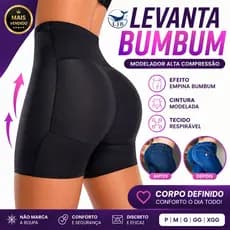 Calcinha Short Com Enchimento no Bumbum e Quadril Cintura Alta Modeladora Aumenta e Empina Bumbum Preto/Bege A835