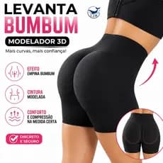 Calcinha Short Com Enchimento no Bumbum e Quadril Cintura Alta Modeladora Aumenta e Empina Bumbum Preto/Bege A835