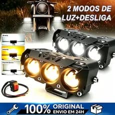 Par Farol De milha Moto Super Led 18000 Lumes Olho de Lente Auxiliar De Cor Dupla,Neblina Lampada