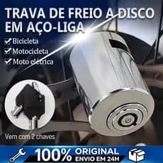Cadeado de Disco Universal Trava Antifurto para Moto e Bicicleta,Fabricado em aço inoxidável, acompanha 2 chaves