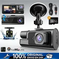 Câmera Veicular 1296P HD 3 Câmera 24H Monitor de Estacionamento dvr 170° Câmera FOV，Com 16G TF