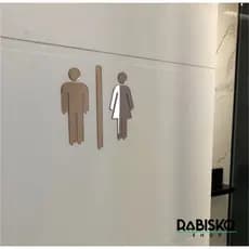 Placa de Sinalização Banheiro Masculino Feminino Acrílico Espelhado