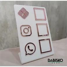 Placa Acrílica 3 em 1 – Receba por PIX e Conecte-se no Instagram e WhatsApp