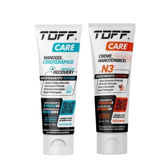 Kit Creme Para Alívio Muscular Toff N3 Nanotérmico Aquecimento + Resfriamento Intenso Nanogel Crioterápico 100g
