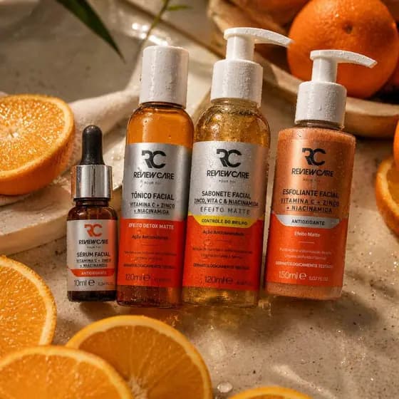 Kit Skincare  Facial Vitamina C Sabonete + Esfoliante + Tônico + Sérum Review Care