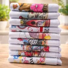 Pano De Prato Estampado Bainha Kit Com 10 Peças Direto Da Fabrica