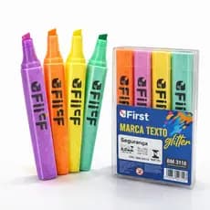 Kit Marca Texto Glitter 4 Cores Coloridas Marca Texto Fluorescente para Estudo Escola Escritório