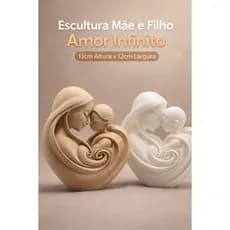 Decoração Escultura Decorativo Mãe e Filho Amor Infinito 13cm Aparador Quarto Sala Escritório