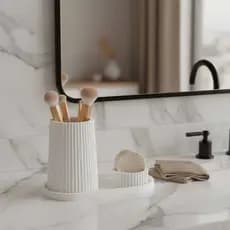 Conjunto Organizador Minimalista com Design Canelado Moderno para Lavabos e Escritórios