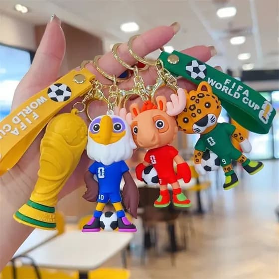 Chaveiro Copa do Mundo 2026 FIFA Lembranças | Mascotes Fofos 3D |– Fã Presente Lembrancinha Festa | Mochila Pingente