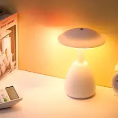 Mini Luminária Abajur Branco Mesa Escritório Cogumelo