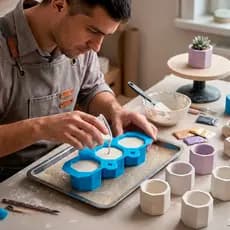 Molde De Silicone para Gesso Vaso Hexagonal 3 Cavidades