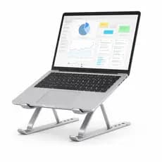 Suporte Pra Notebook  Tablet Alumínio Portátil Articulado Dobrável Tablet Laptop Mesa  Cor Prateado
