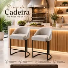 Cadeira Banqueta Veludo Área Gourmet Bancada Elegante Base Preta