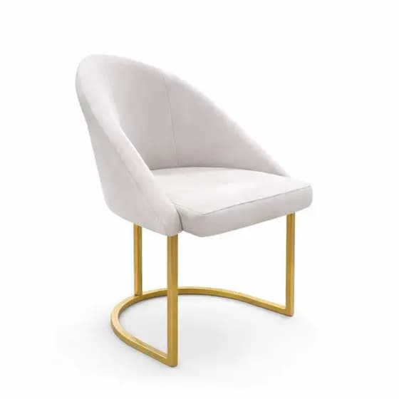 Cadeira Poltrona Lua Elegante Salão Recepção Escritório - Base de Ferro Dourada Veludo