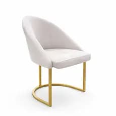 Cadeira Poltrona Lua Elegante Salão Recepção Escritório - Base de Ferro Dourada Veludo