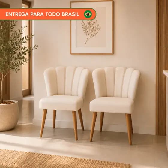 Kit 2 Cadeiras Pétala Pés Palito - Salão de Beleza e Manicure
