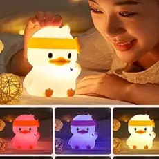 Luminária Touch Luz Noturna Silicone Pato LED RGB