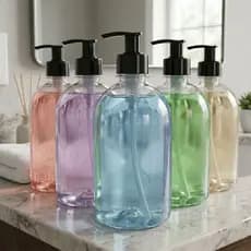 Kit 5 Frascos Saboneteira Lavabo 500ml Porta Sabonete Líquido Ácool em Gel Válvula Pump Luxo Dispenser