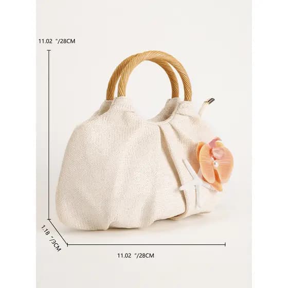 [Novo produto] Bolsa de palha feminina com Design de nicho Bolsa de bambu com decoração de flores de alta qualidade Bols