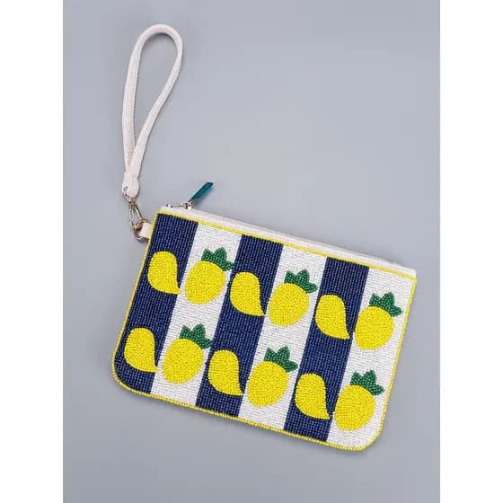 [Novo produto] Bolsa de contas de arroz bordada com contas, elegante, portátil, Diagonal, bordada, bolsa clutch de abaca