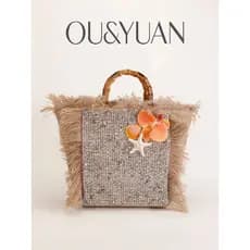 [Novo produto] Bolsa de palha de praia boêmia alça de ombro bolsa feminina sacola de bambu bolsa feminina [venda quente]