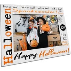 Porta-retratos para fotos 5x7 - Porta-retratos de Halloween com suporte de madeira - Decoração de madeira para Halloween