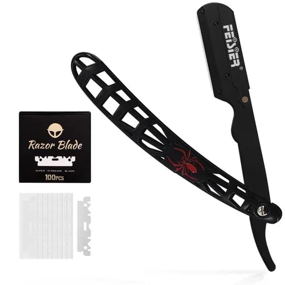 Navalhas de Barbear para Homens, Kit Profissional de Navalha de Lâmina Única, Navalha de Barbeiro em Aço Inoxidável com