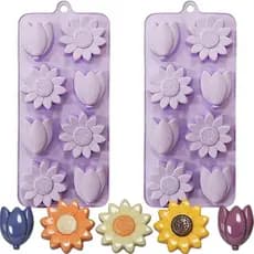 Formas de Silicone para Cubos de Gelo em Forma de Flor, 2 Peças, Formas de Chocolate em Forma de Flor de Sol para Confei