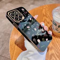 Honor X7d X8C X6C X6b X5c X5B Plus Caso Beleza Flor Capa Brilhante Quadrado Chapeamento Silicone