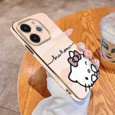 realme Note 70 60 60x Note60x Capa Nome Personalizada Hello Kitty Anti Queda Brilhante Banhada Macia
