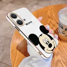 POCO X8 Pro Max 5G Capa Luxo Bonito Mickey Invólucro Bordas Quadradas Chapeamento Voltar TPU Macia