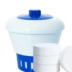 Clorador Flutuante para Piscina + 1 Pastilha de Cloro 200g Limpeza e Manutenção de Piscinas