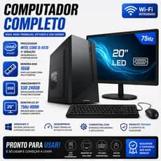 COMPUTADOR COMPLETO OFFICE INTEL CORE I5 4570 4ª GERAÇÃO 16GB RAM SSD 240GB MONITOR 20'' 75HZ HDMI WINDOWS 11