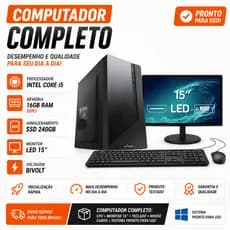 Computador Completo Office Intel Core I5 16gb Ram Ssd 240gb Monitor Led 15.4 Bivolt