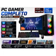 Pc Gamer Completo Intel I5 3ª 16gb Rx 550 4gb Ssd 240gb - Monitor 20'' wifi
