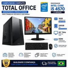 Computador Completo Total Office Intel Core I5 4570 4ª Geração 16gb Ram 240gb Ssd Monitor 20 75hz Hdmi