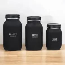 Kit 3 Potes de Vidro Manhattan Haüskraft para Café Açúcar Biscoito Organizador de Cozinha